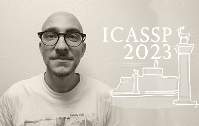Portrait Pascal Bacchus et logo de la conférence ICASSP 2023